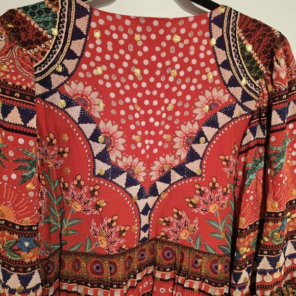 Farm Rio Tropical Shine Dress XL Boho CELEBRITY Party Balloon Sleeve Resort Vaca - Picture 15 of 16